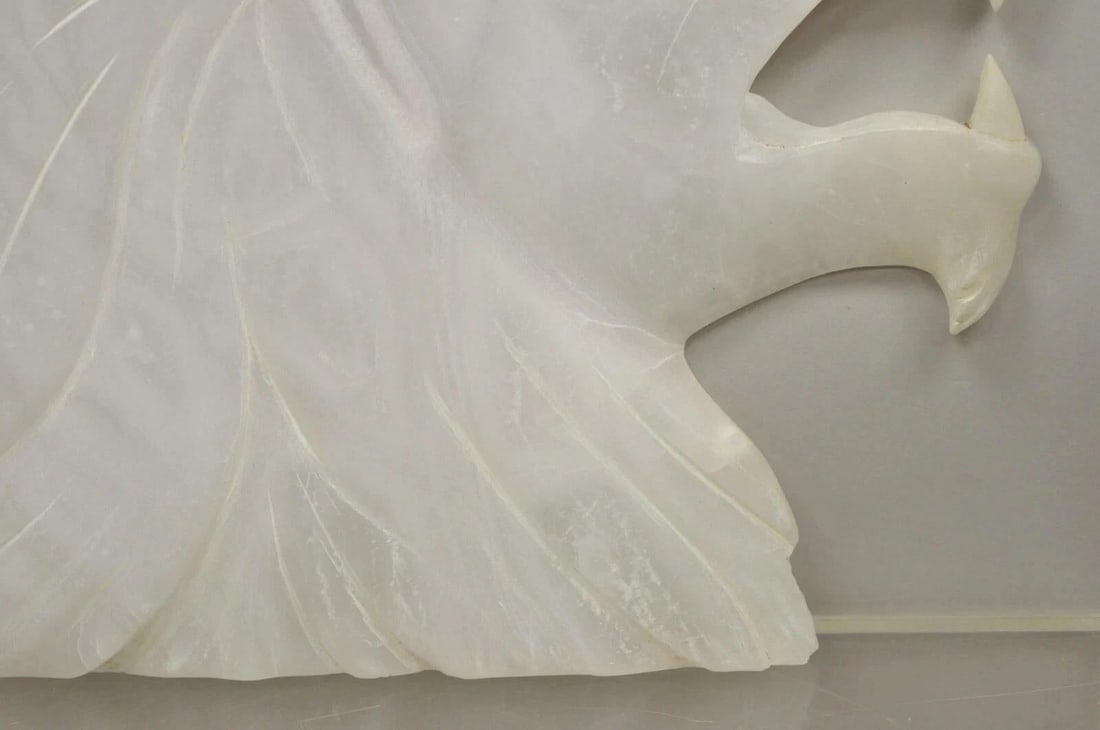 Vintage Italian Carved White Alabaster Lion Head Sculpture Statue Figure (B) - 5