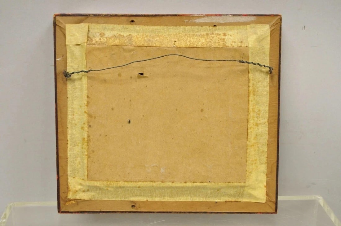 Late 20th Century Daniel Belliard Enamel on Copper Small Framed Painting Fisherman in Boat on Lake - 9
