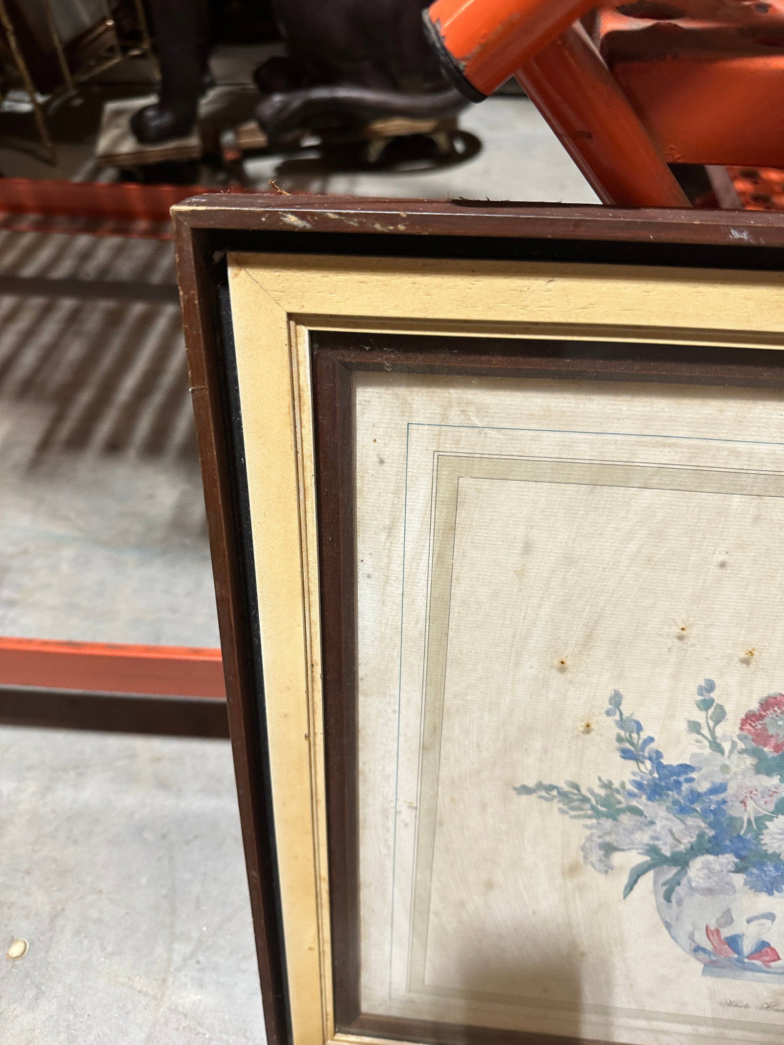 Wooden Vintage Framed Print of Flowers - 2