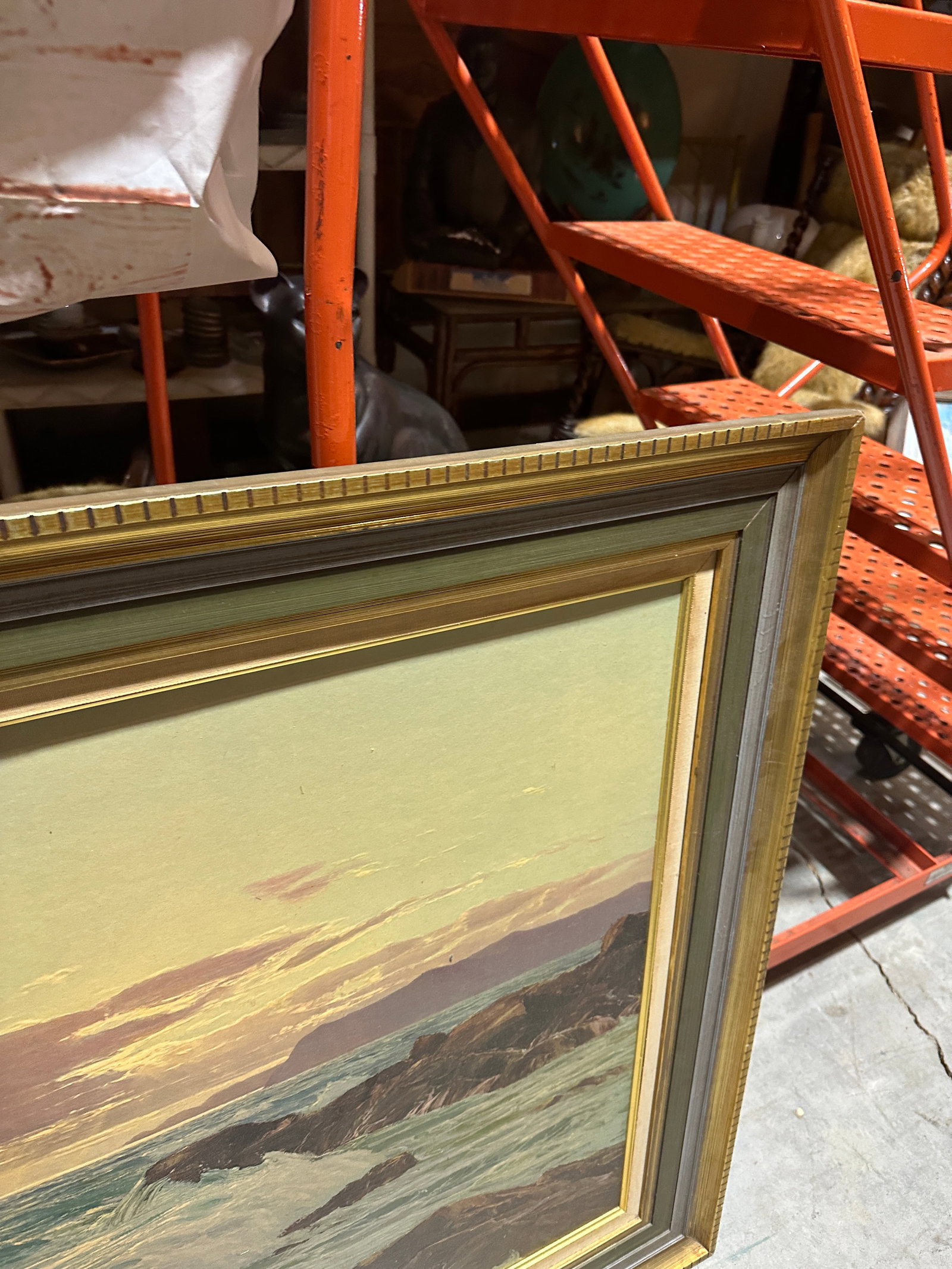 1970s Large Seascape Ocean Print in Gold Frame - 3