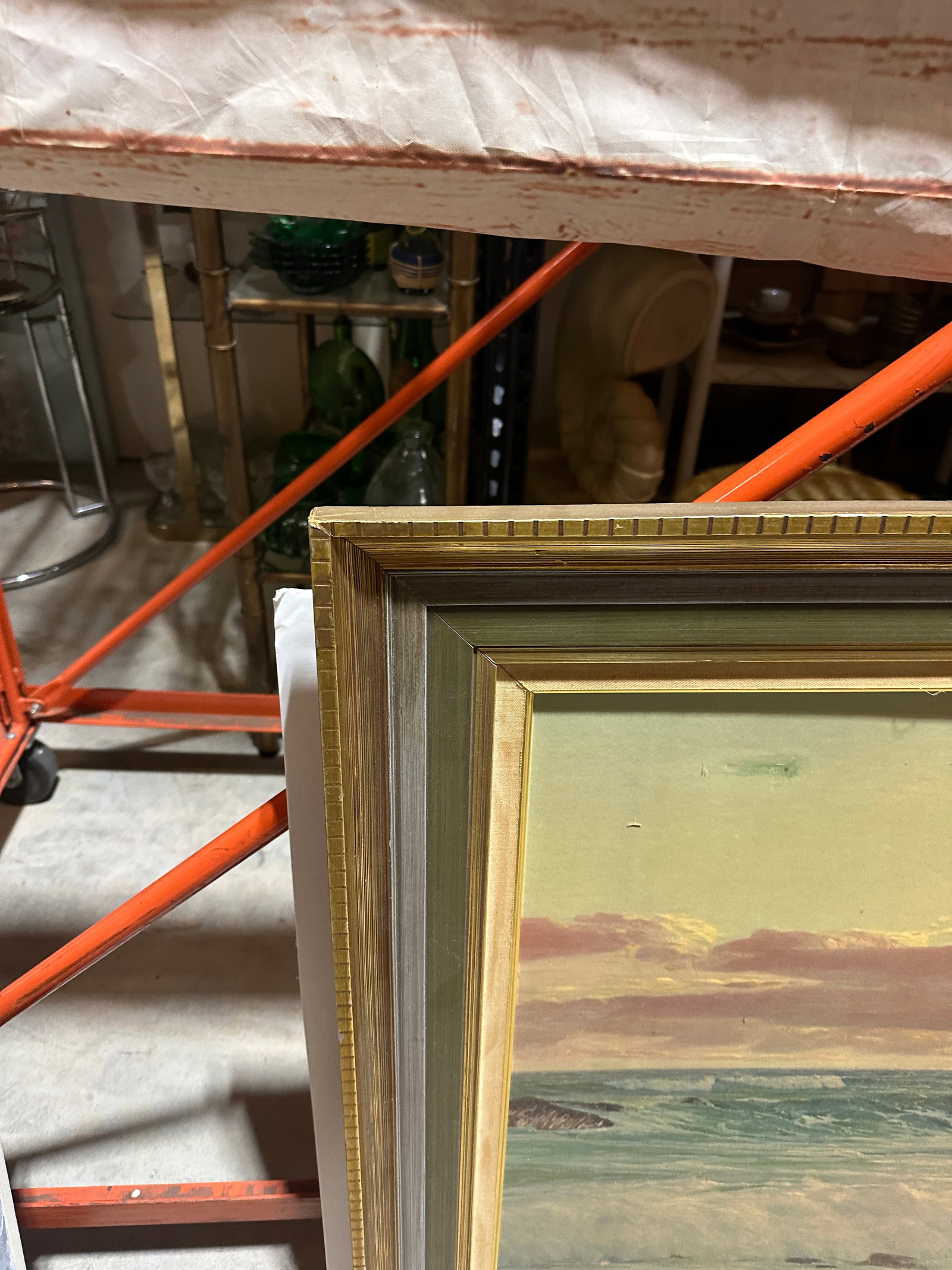 1970s Large Seascape Ocean Print in Gold Frame - 4