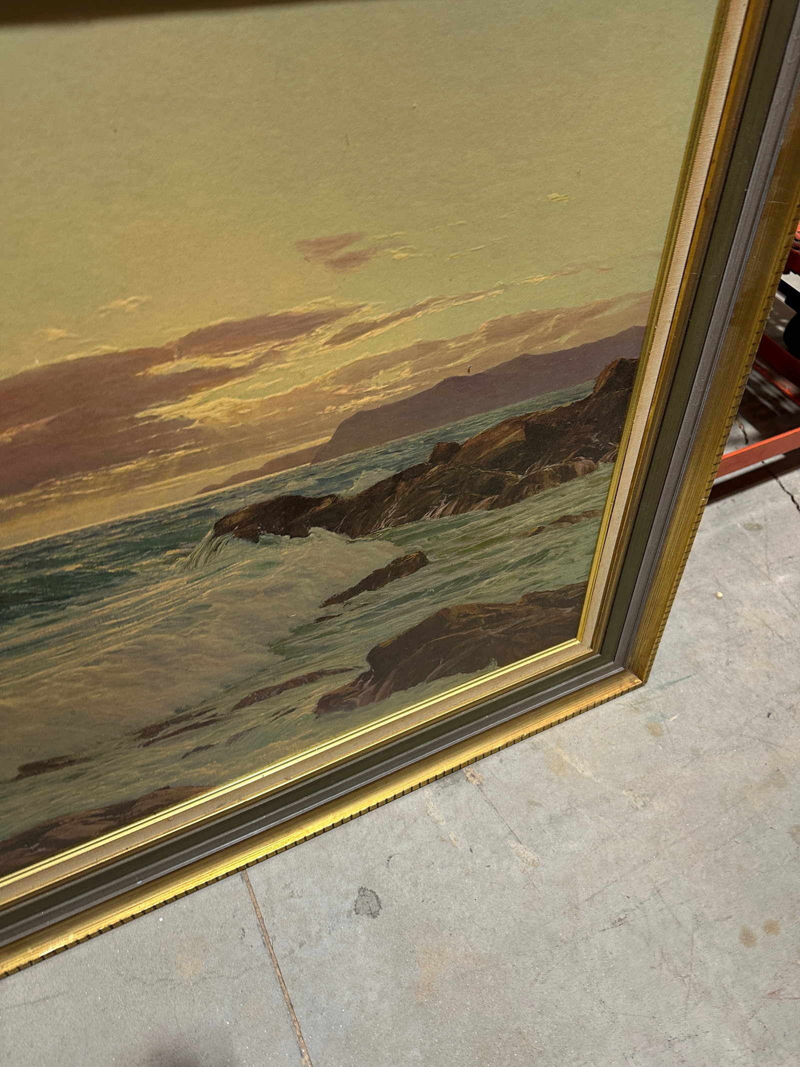 1970s Large Seascape Ocean Print in Gold Frame - 6