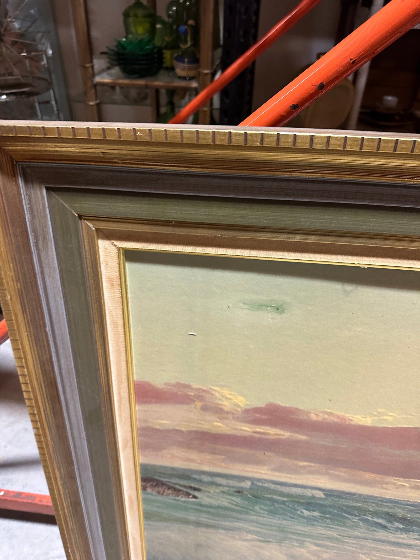 1970s Large Seascape Ocean Print in Gold Frame - 8