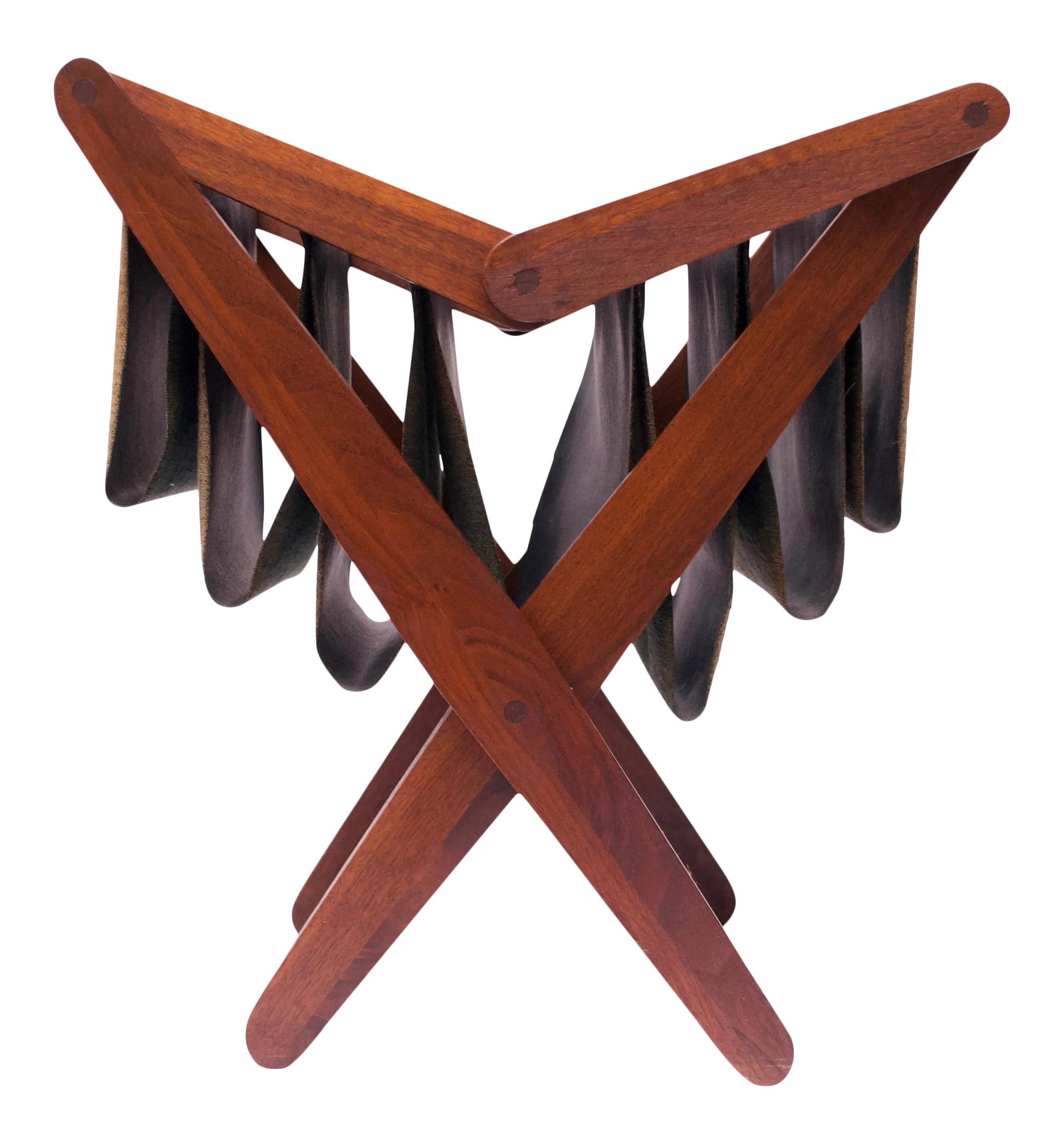 Henry P. Glass Walnut and Naugahyde Magazine Rack (1 of 13)