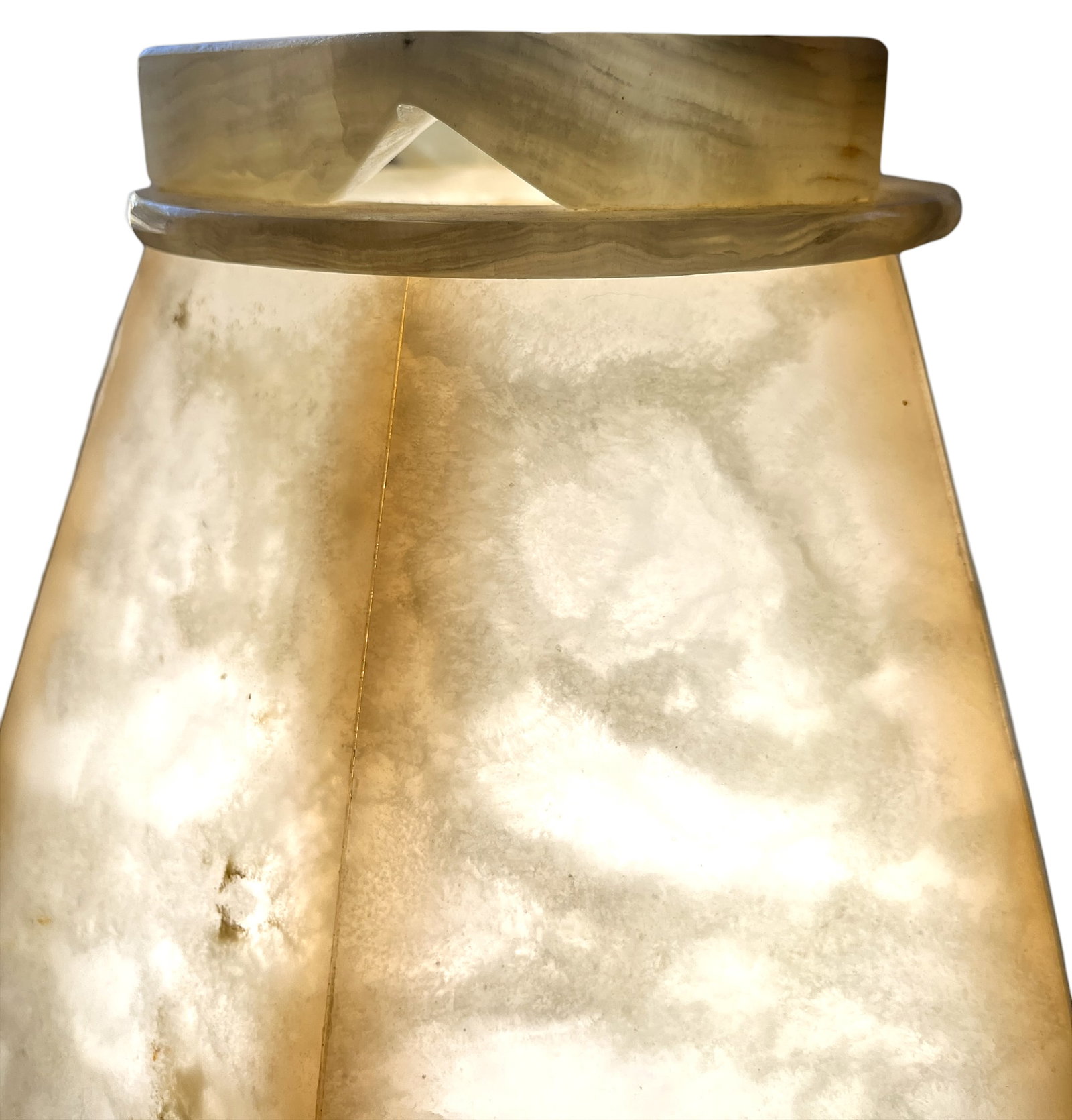 1970s Sculptural Alabaster Table Lamp With Hexagonal Shade - 14" H - 4
