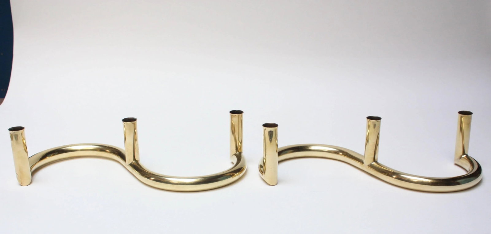 1970s Tubular Brass Candleholders - A Pair - 3