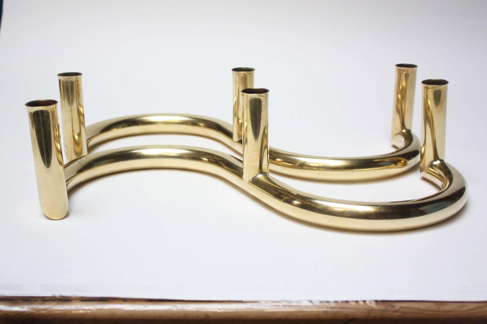 1970s Tubular Brass Candleholders - A Pair - 4