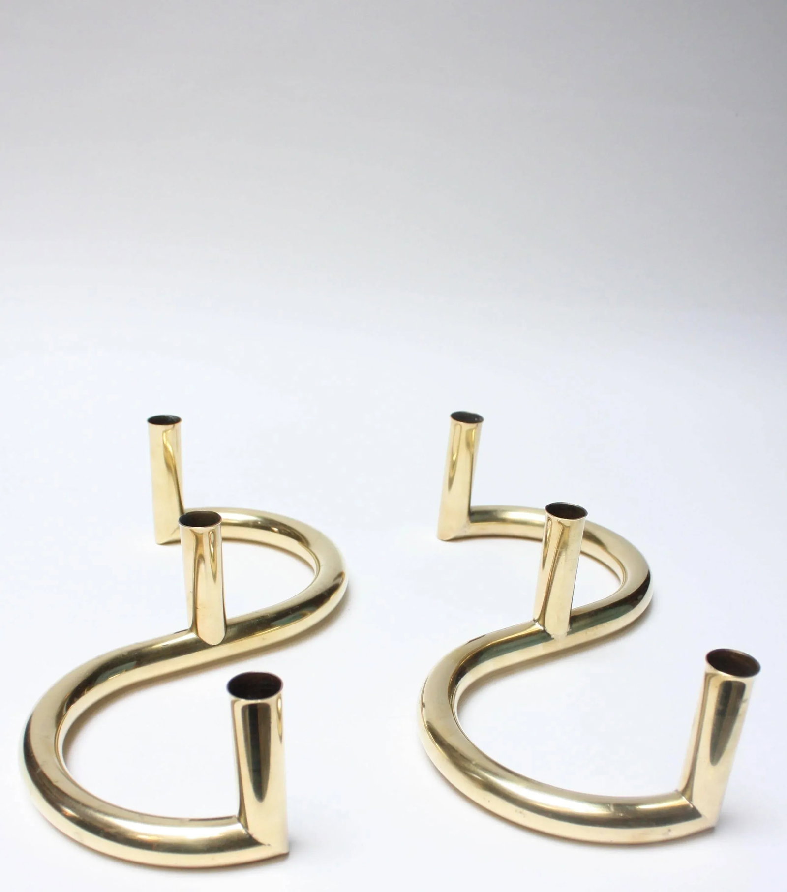 1970s Tubular Brass Candleholders - A Pair - 5