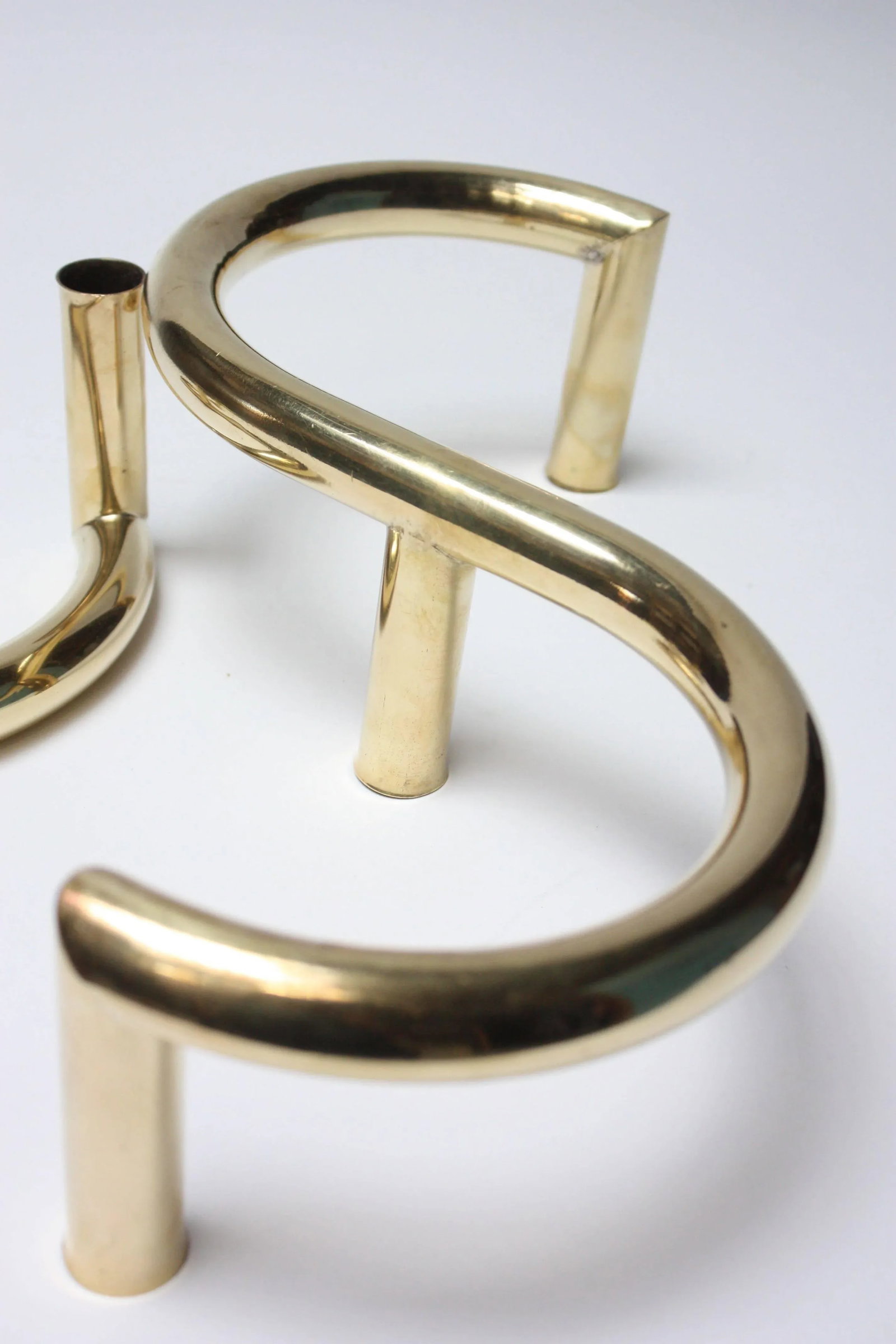 1970s Tubular Brass Candleholders - A Pair - 6