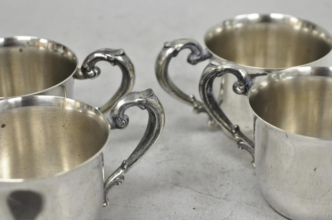 Vintage Sheridan Victorian Silver Plated Punch Bowl Set W/ 12 Cups and Tray - 13