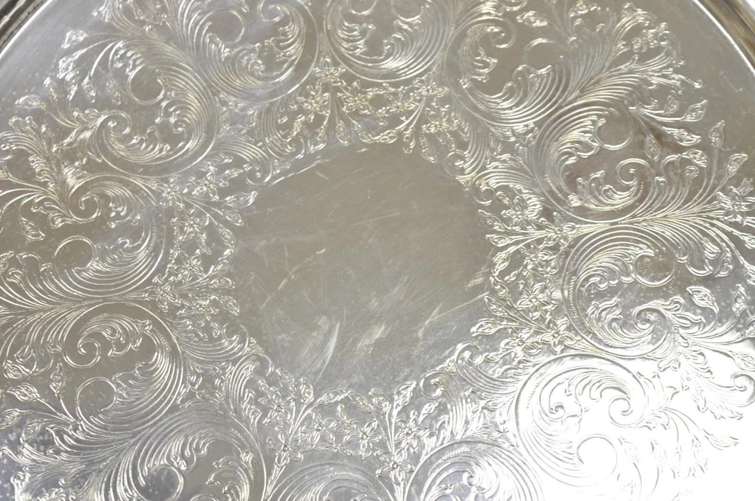 Vintage Sheridan Victorian Silver Plated Punch Bowl Set W/ 12 Cups and Tray - 16