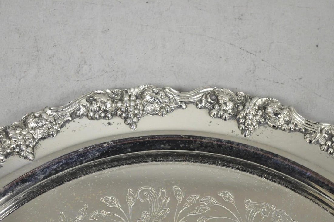 Vintage Sheridan Victorian Silver Plated Punch Bowl Set W/ 12 Cups and Tray - 17