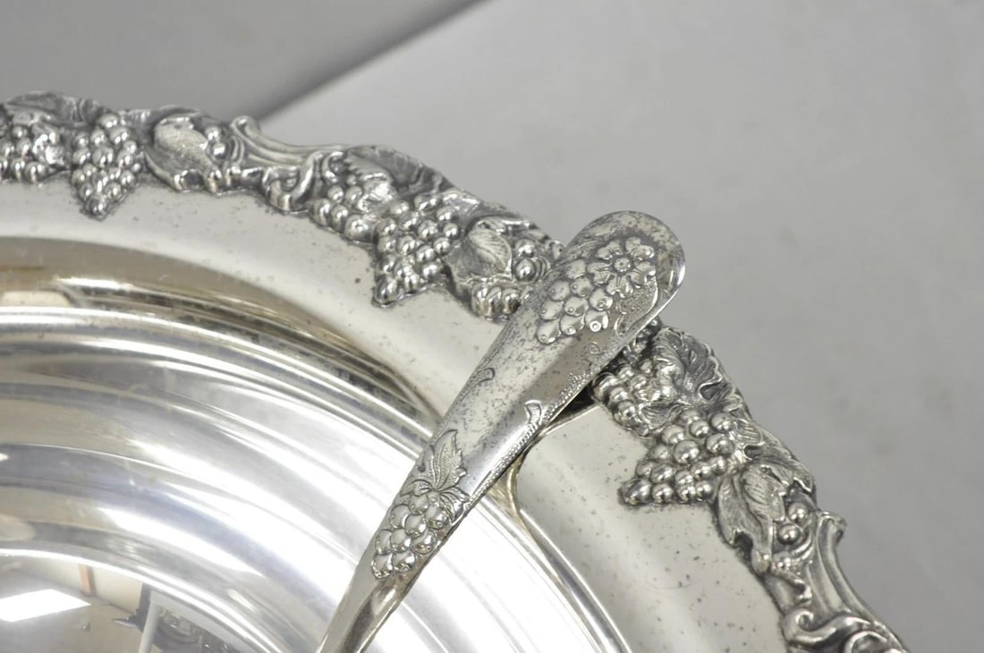 Vintage Sheridan Victorian Silver Plated Punch Bowl Set W/ 12 Cups and Tray - 4