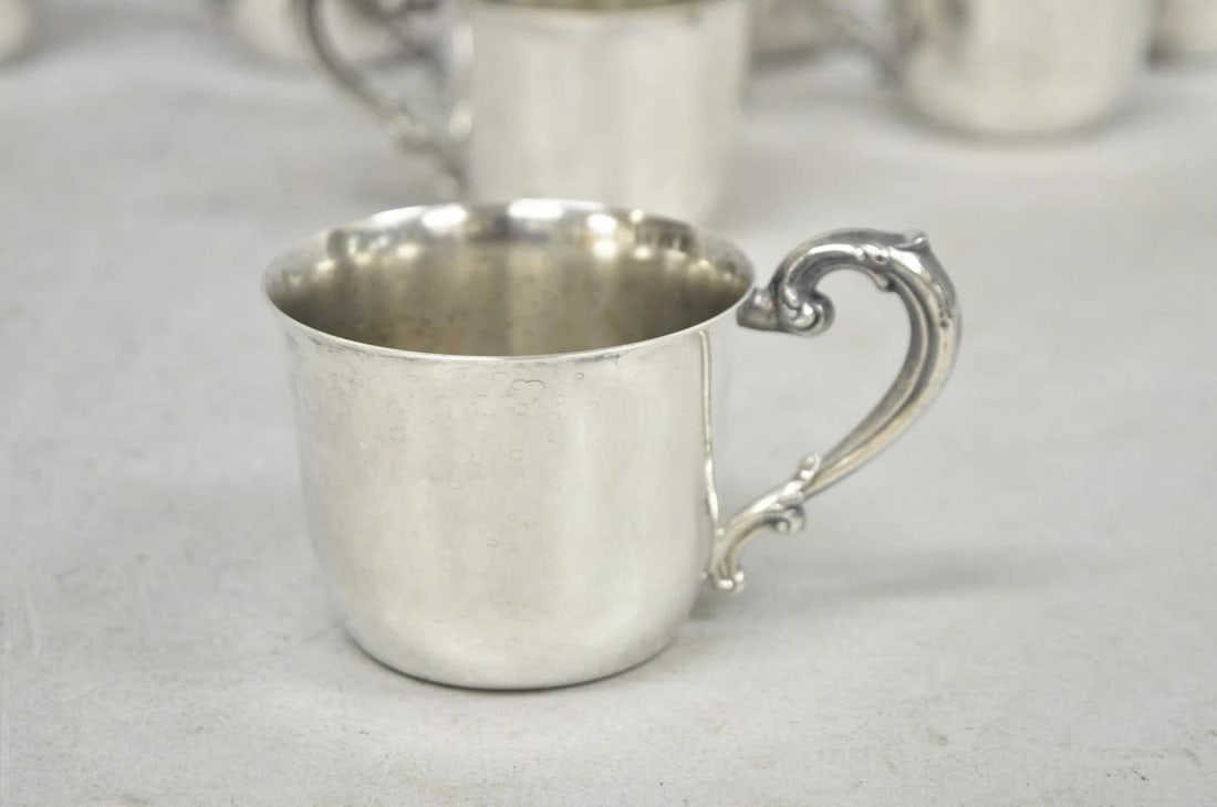 Vintage Sheridan Victorian Silver Plated Punch Bowl Set W/ 12 Cups and Tray - 7