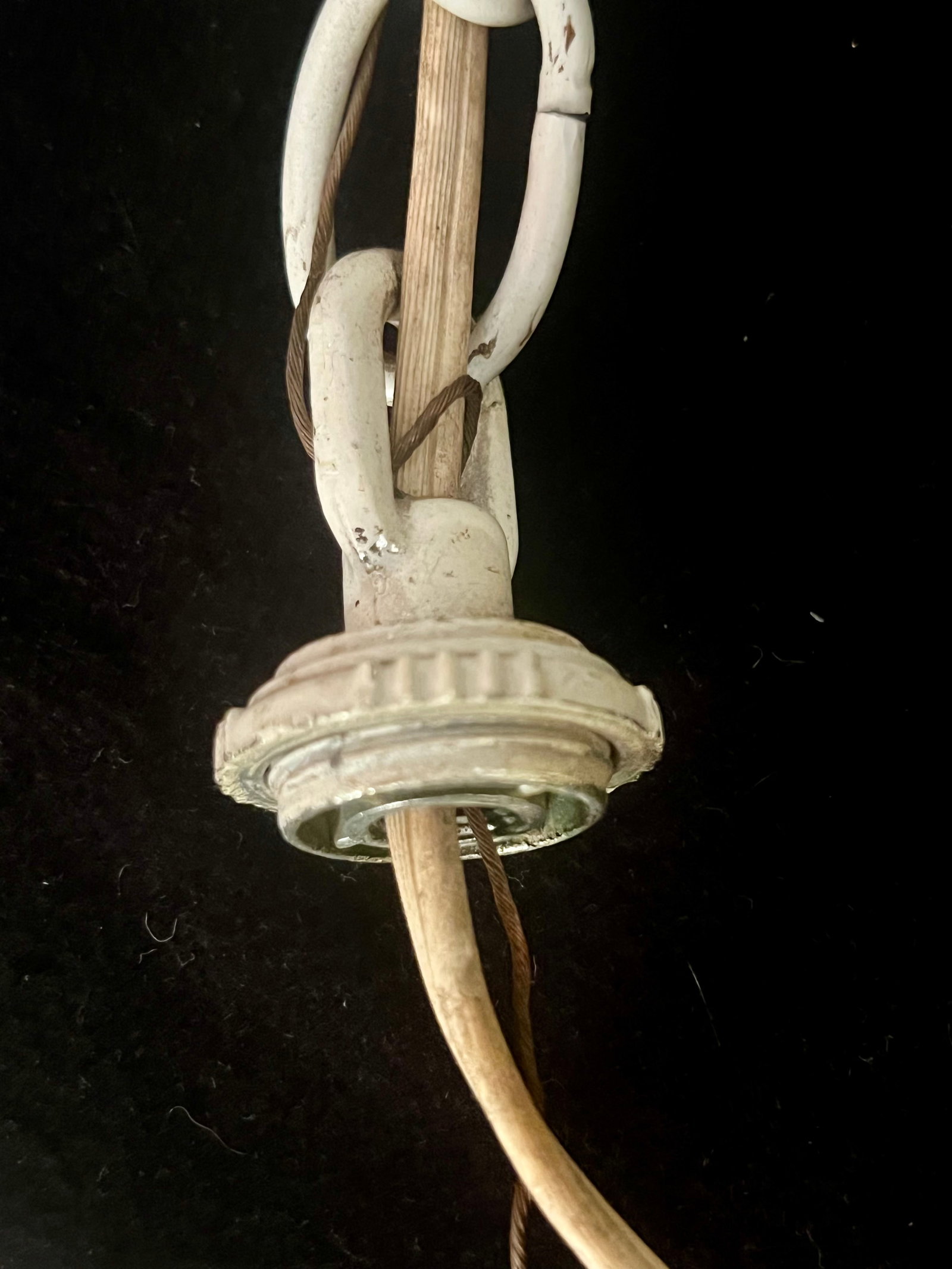 Vintage Tole Six-Arm Chandelier With Roses & Leaves - 14