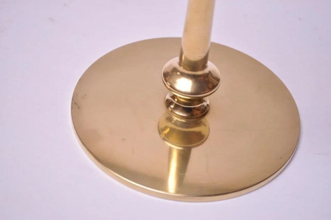 Mid-Century Modern Turned Brass Candlesticks after Jarvie - A Pair - 3