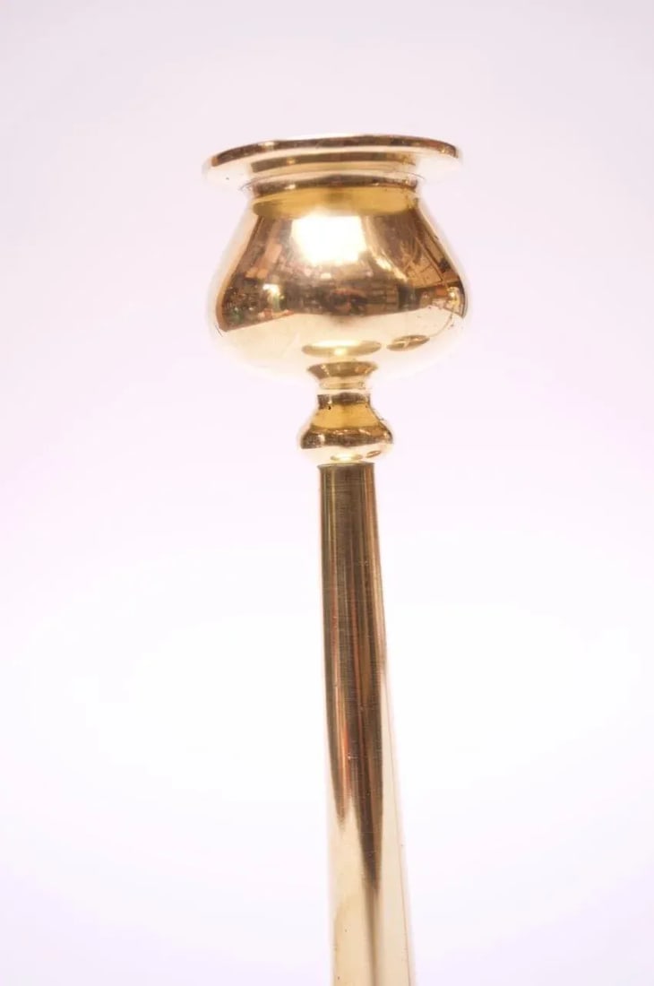 Mid-Century Modern Turned Brass Candlesticks after Jarvie - A Pair - 9