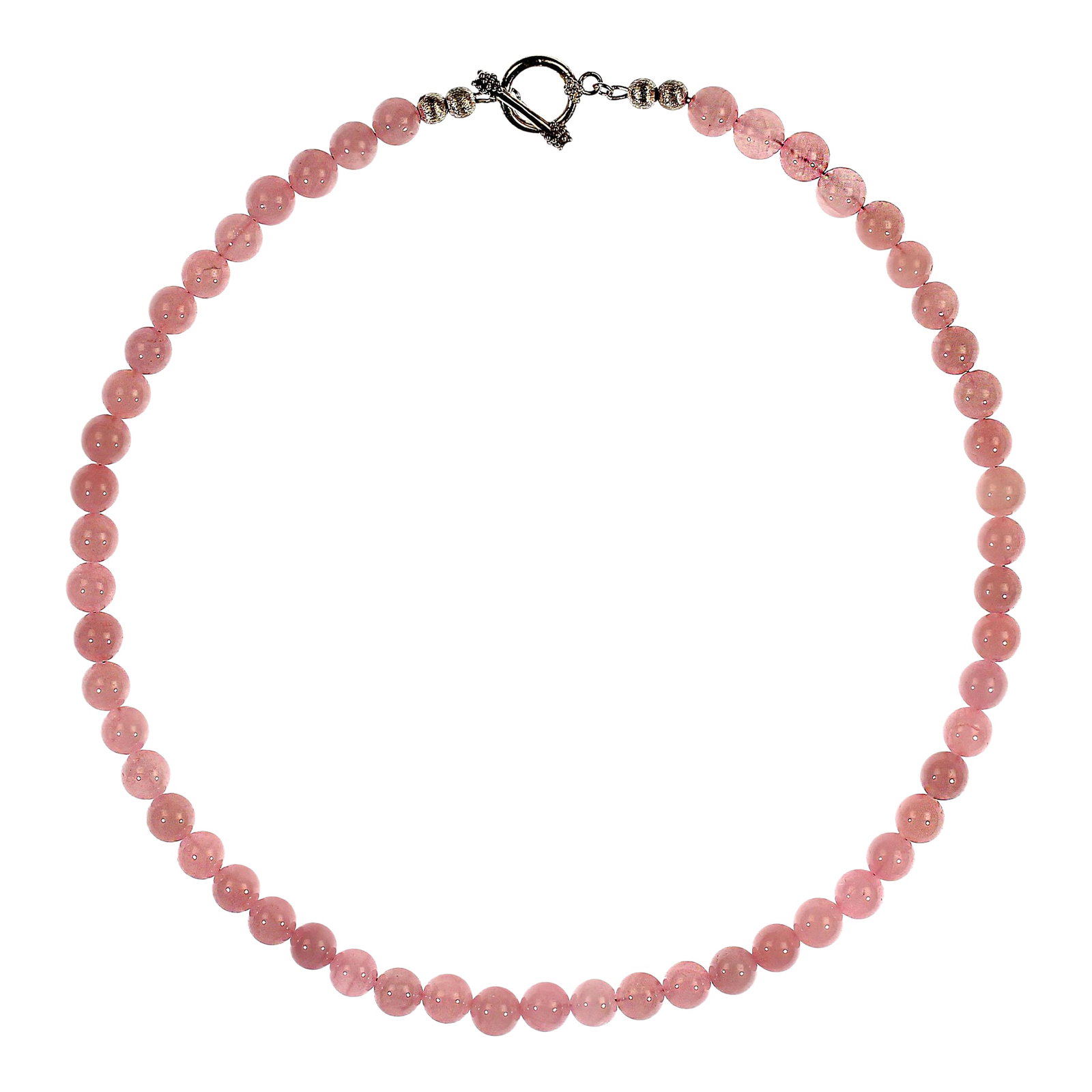Ajd 18 Inch Madagascar Rose Quartz Smooth 8 MM Necklace Great Gift: This elegant 18-inch Madagascar Rose Quartz necklace showcases a strand of smooth, highly polished 8 mm beads that glow with the stone's signature soft pink hue. Each bead is carefully selected for