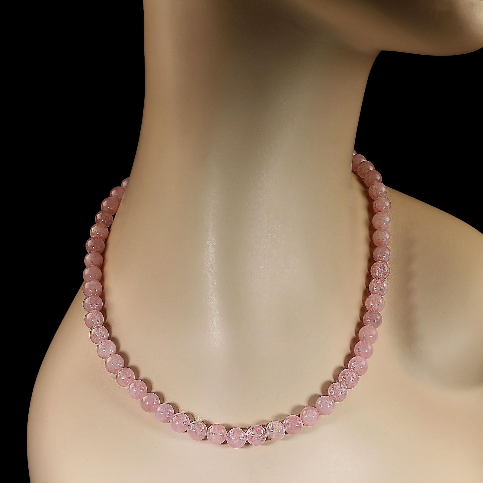 Ajd 18 Inch Madagascar Rose Quartz Smooth 8 MM Necklace Great Gift - 3