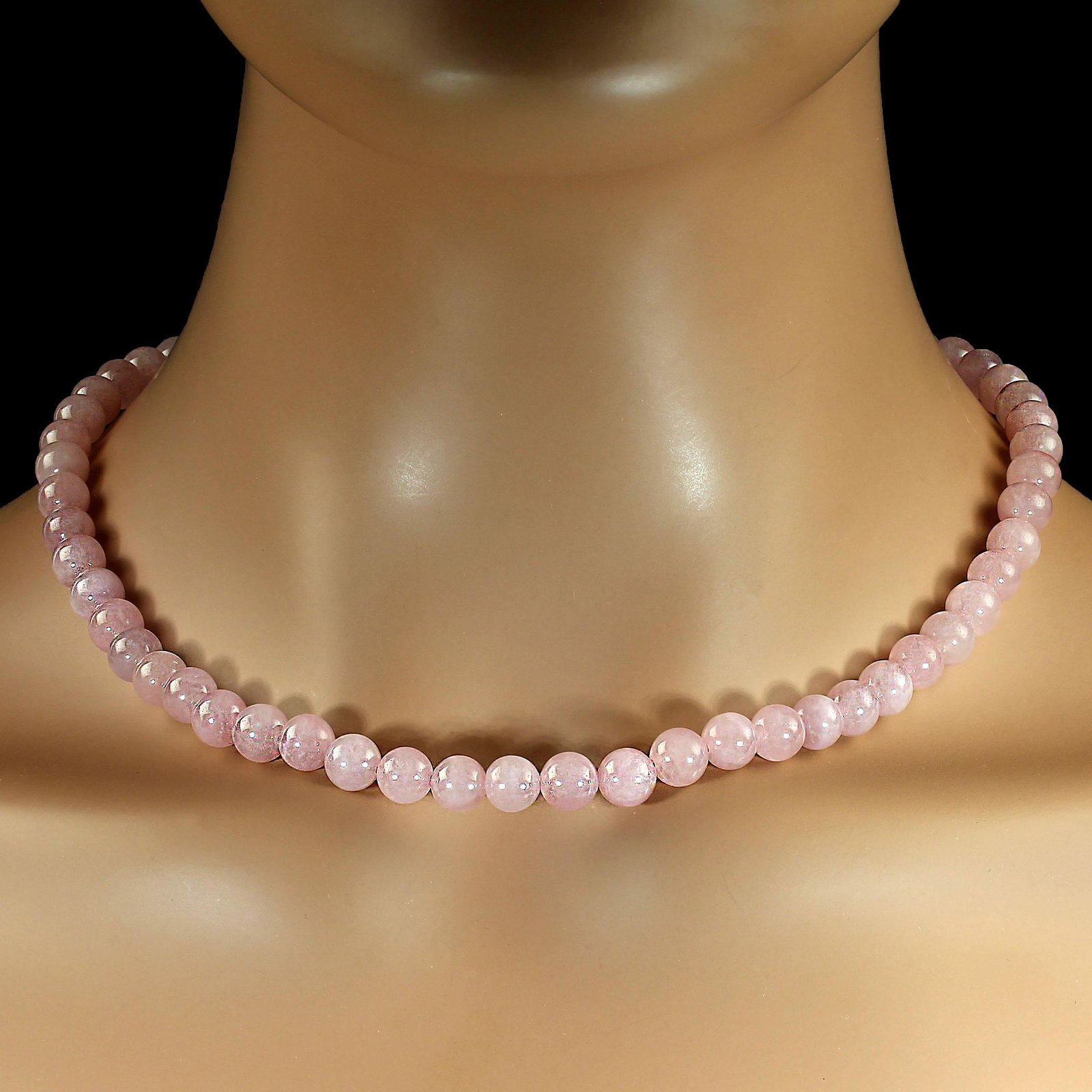 Ajd 18 Inch Madagascar Rose Quartz Smooth 8 MM Necklace Great Gift - 4