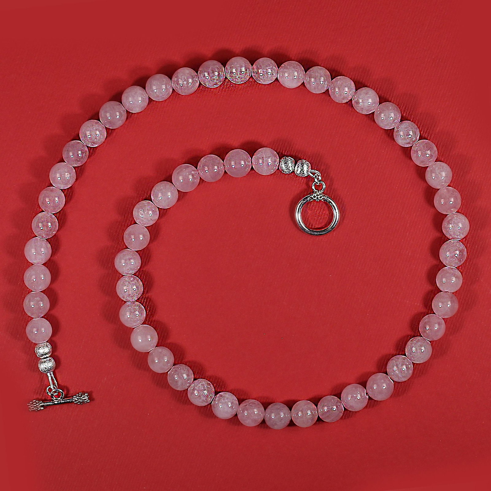Ajd 18 Inch Madagascar Rose Quartz Smooth 8 MM Necklace Great Gift - 5