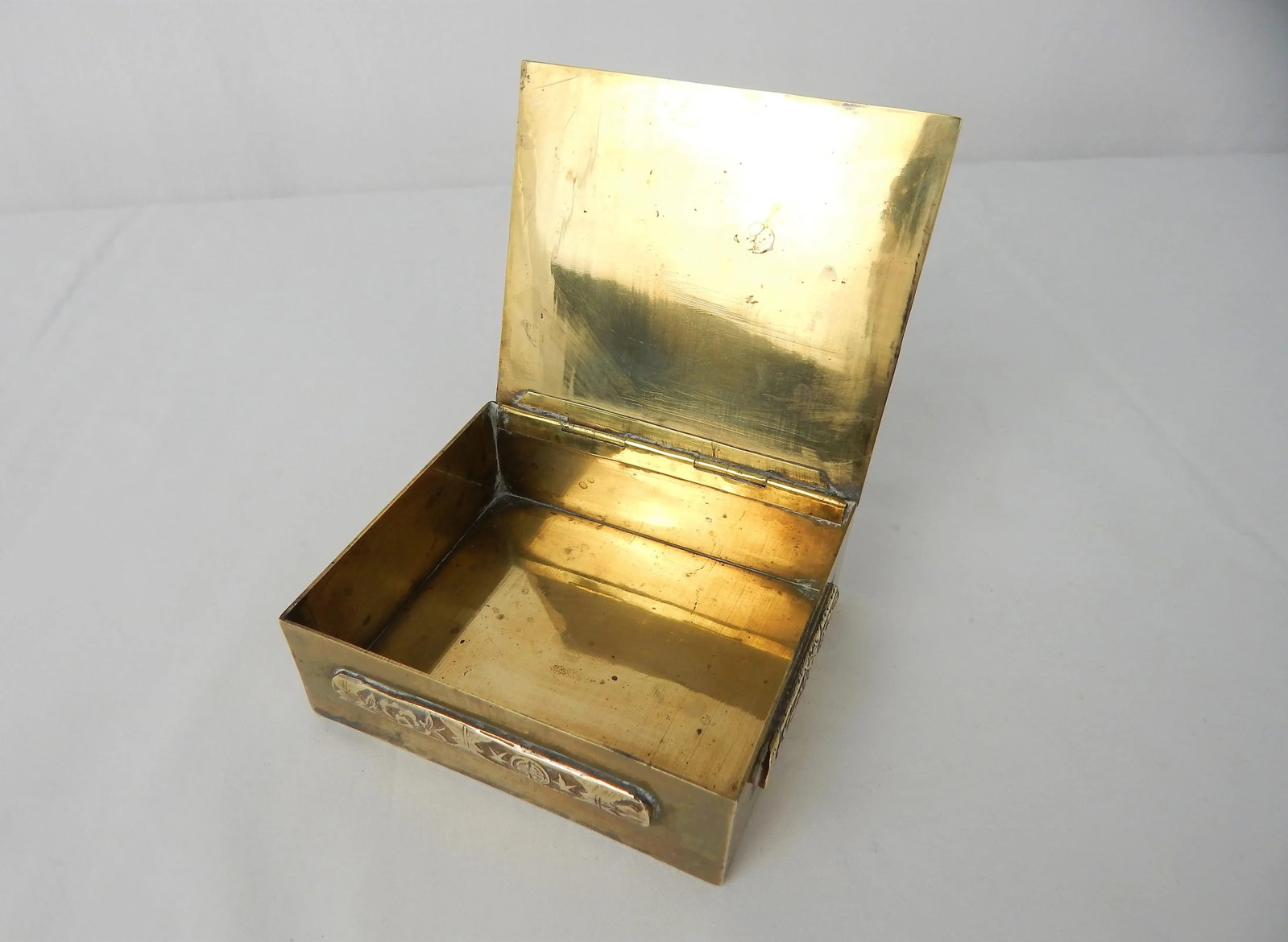 Antique Chinese Brass Box With Semi-Precious Stones - 10