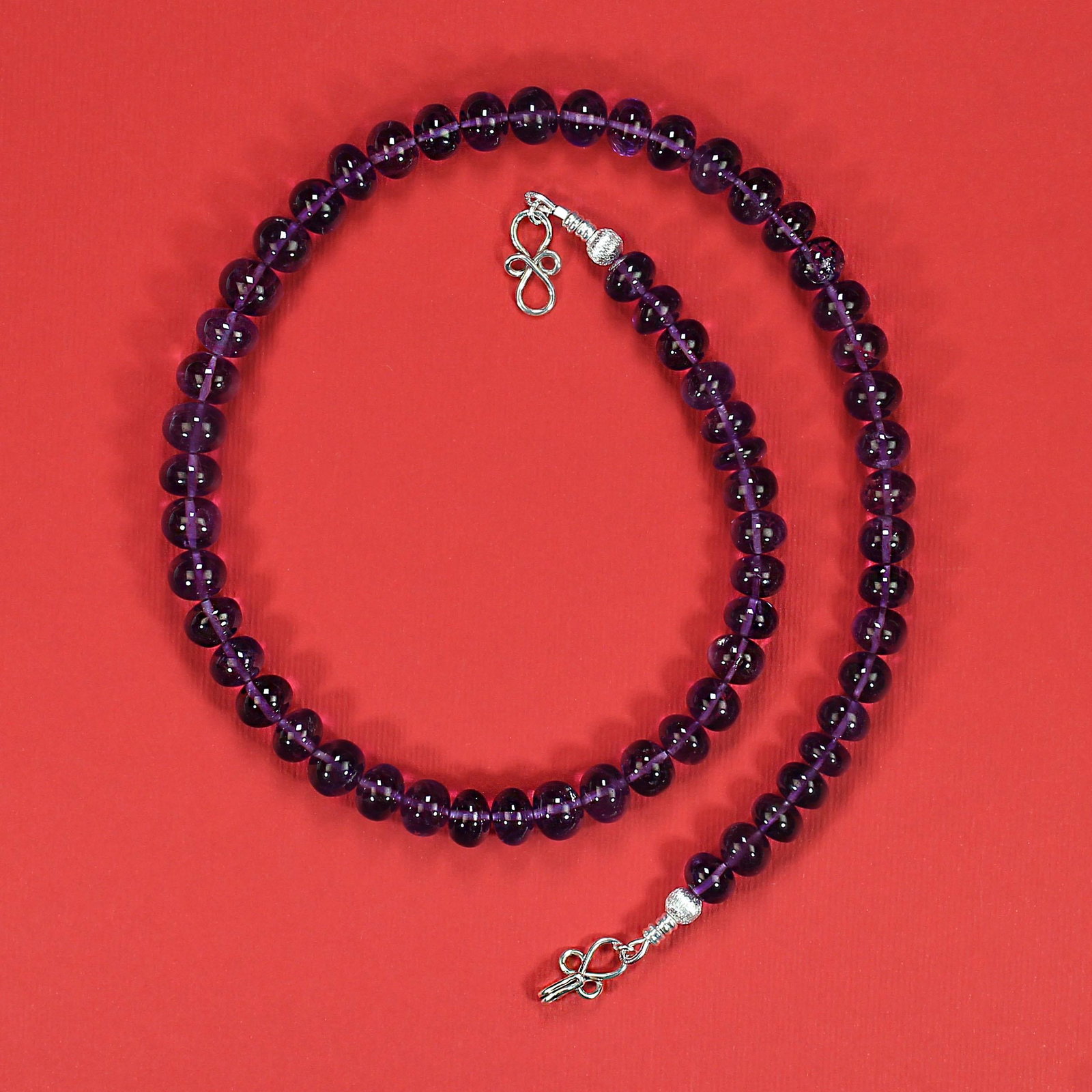 Ajd 18 Inch Glowing Amethyst Rondel Necklace - 5