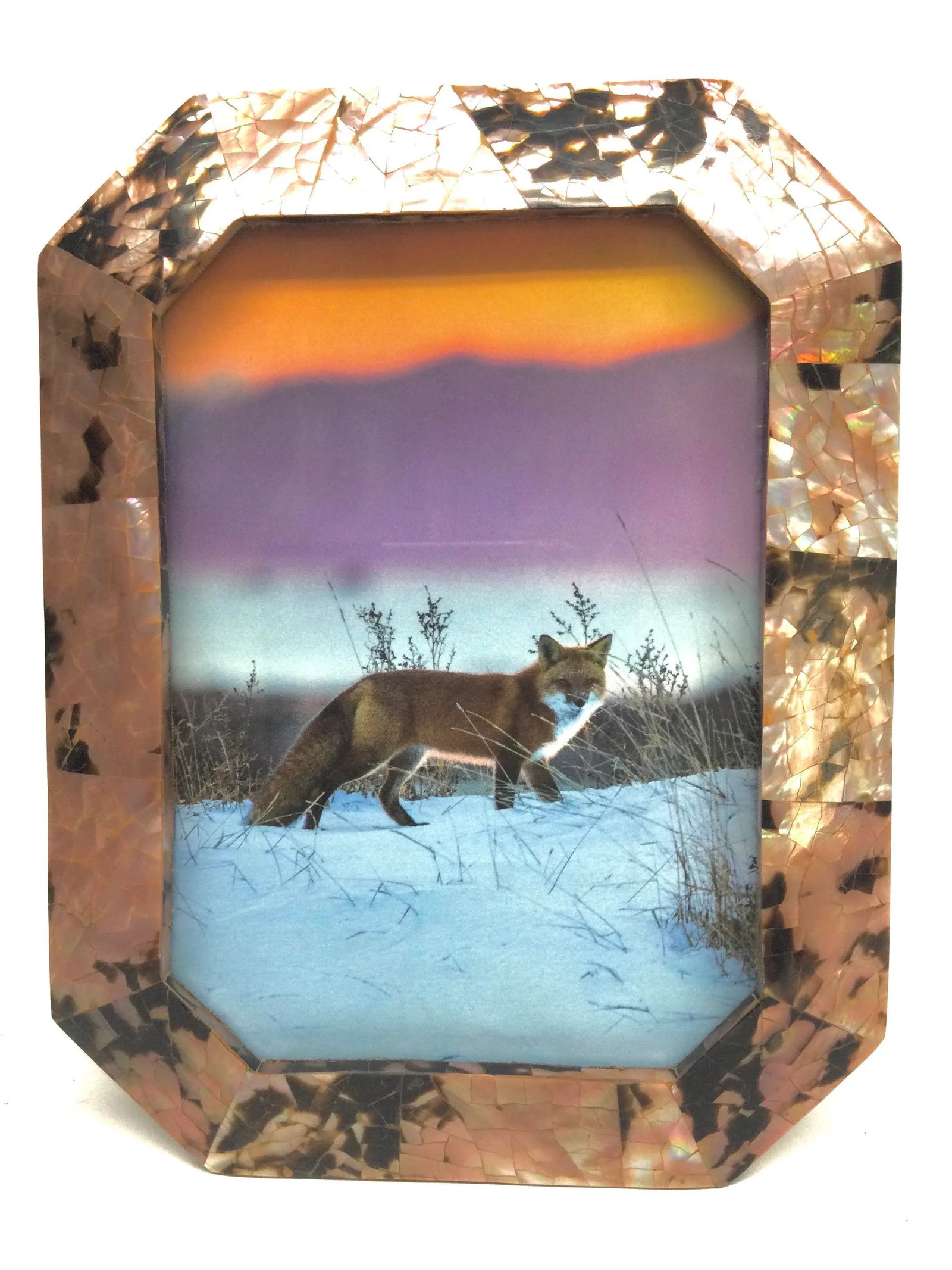1980s Custom Mother of Pearl Hand Crafted Photo Frame - 12
