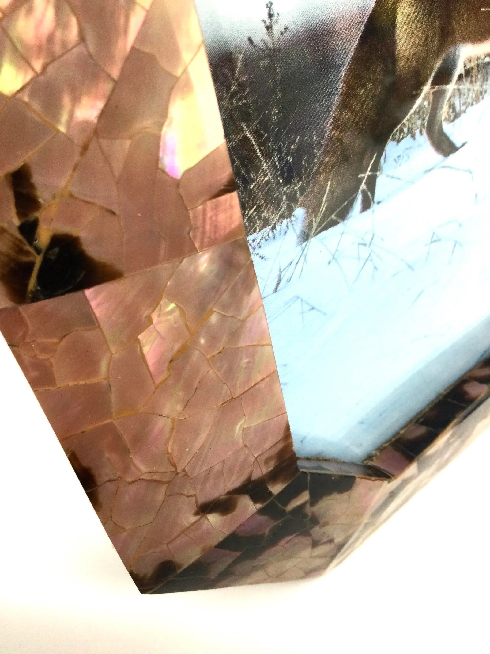 1980s Custom Mother of Pearl Hand Crafted Photo Frame - 9