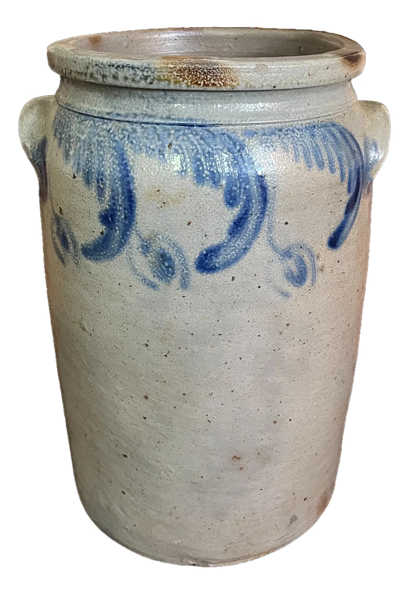 Antique 3-Gallon Salt-Glazed Stoneware Crock With Cobalt Decoration, Attributed to David Parr, c.186 (1 of 10)