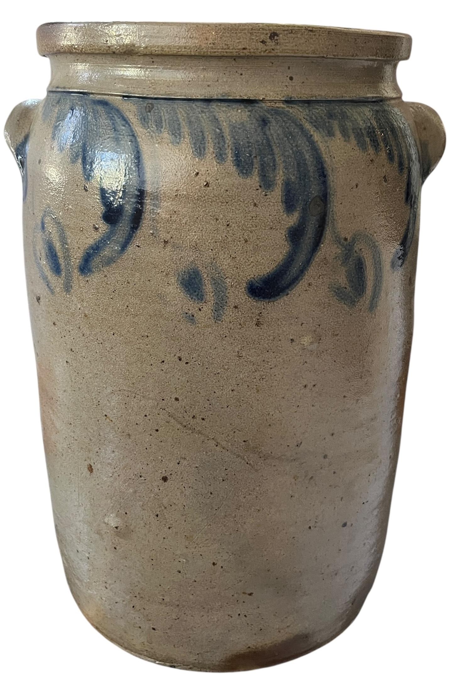 Antique 3-Gallon Salt-Glazed Stoneware Crock With Cobalt Decoration, Attributed to David Parr, c.186 - 2