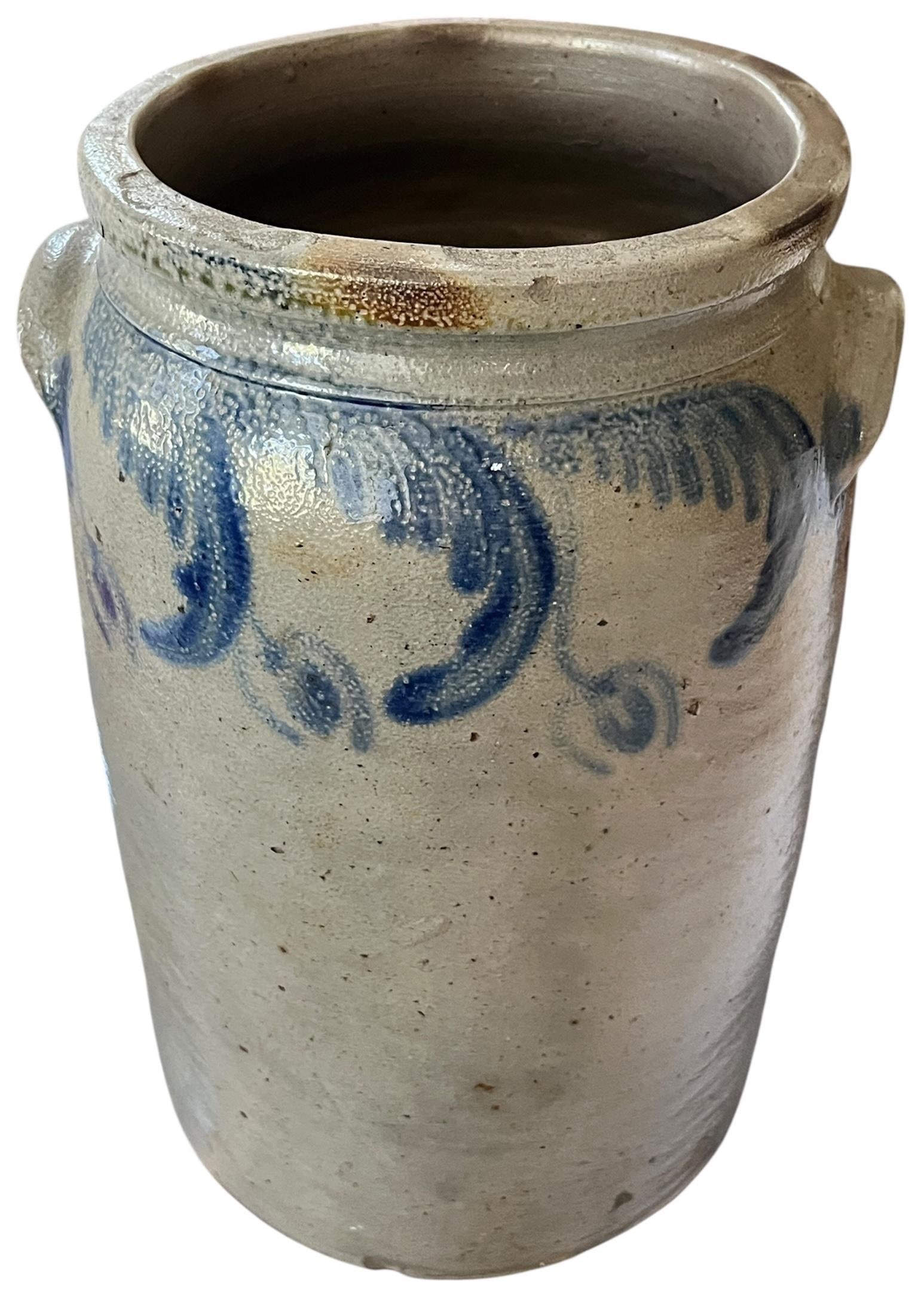 Antique 3-Gallon Salt-Glazed Stoneware Crock With Cobalt Decoration, Attributed to David Parr, c.186 - 4