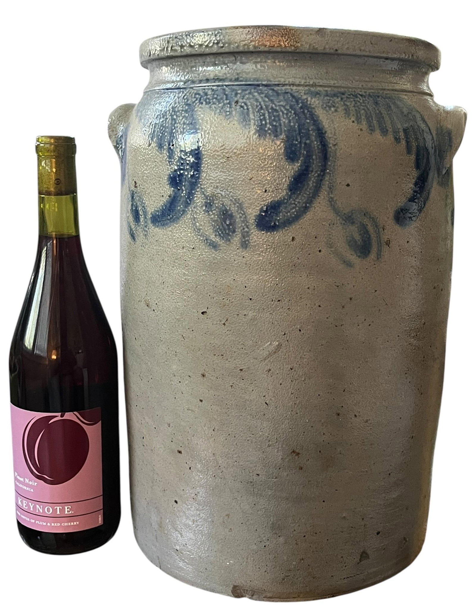 Antique 3-Gallon Salt-Glazed Stoneware Crock With Cobalt Decoration, Attributed to David Parr, c.186 - 9