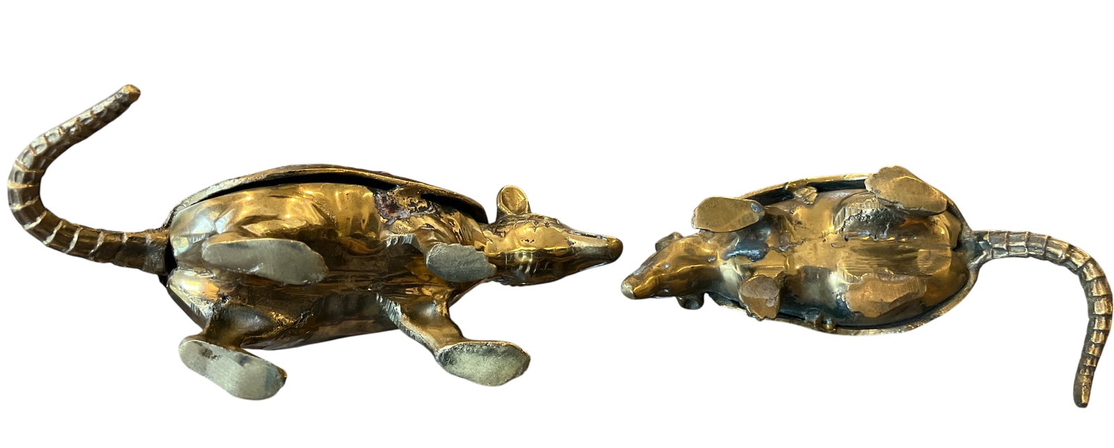 Pair of Vintage Solid Brass Armadillo Sculptures - 1970s Hollywood Regency - 5