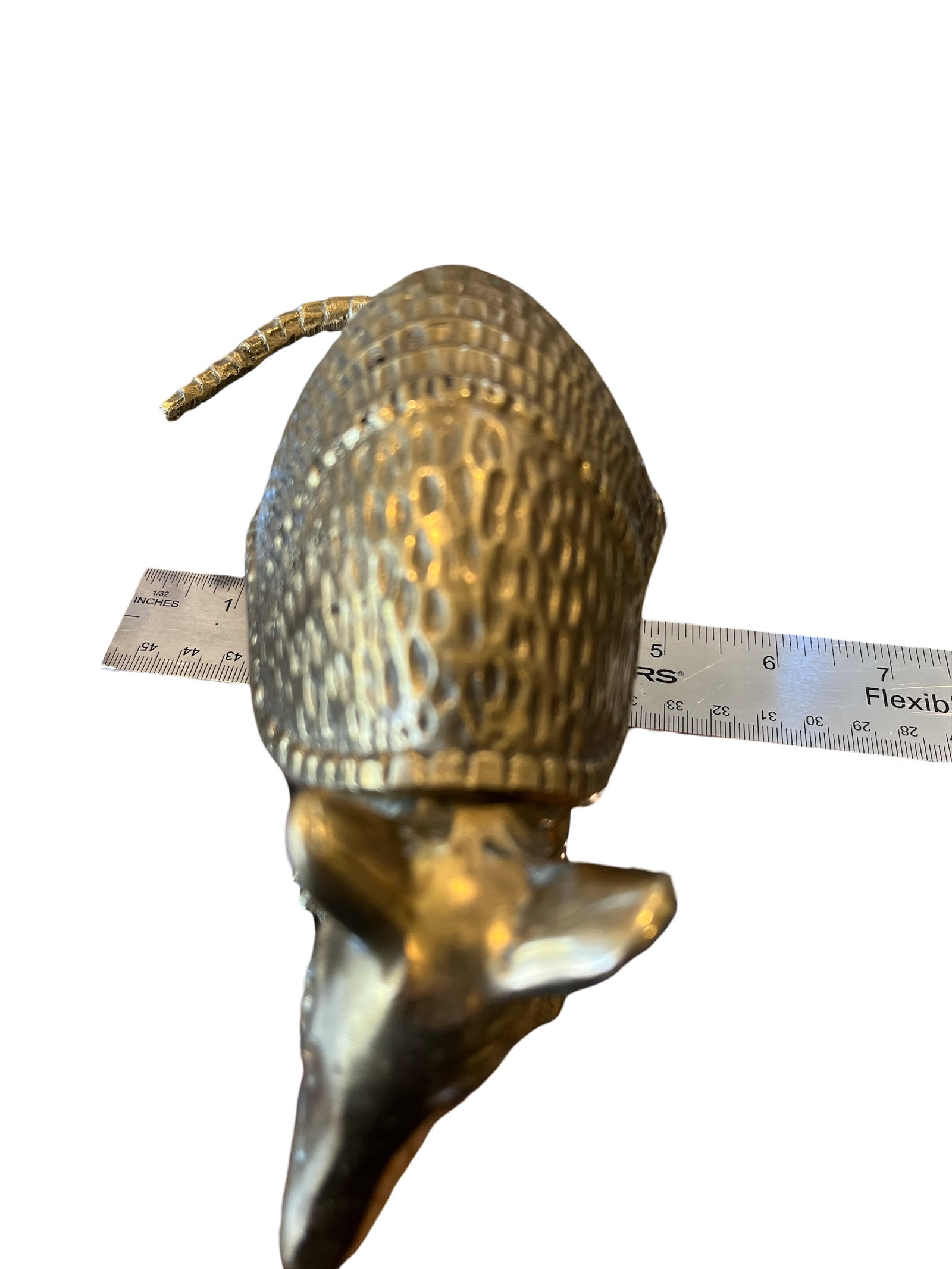 Pair of Vintage Solid Brass Armadillo Sculptures - 1970s Hollywood Regency - 8