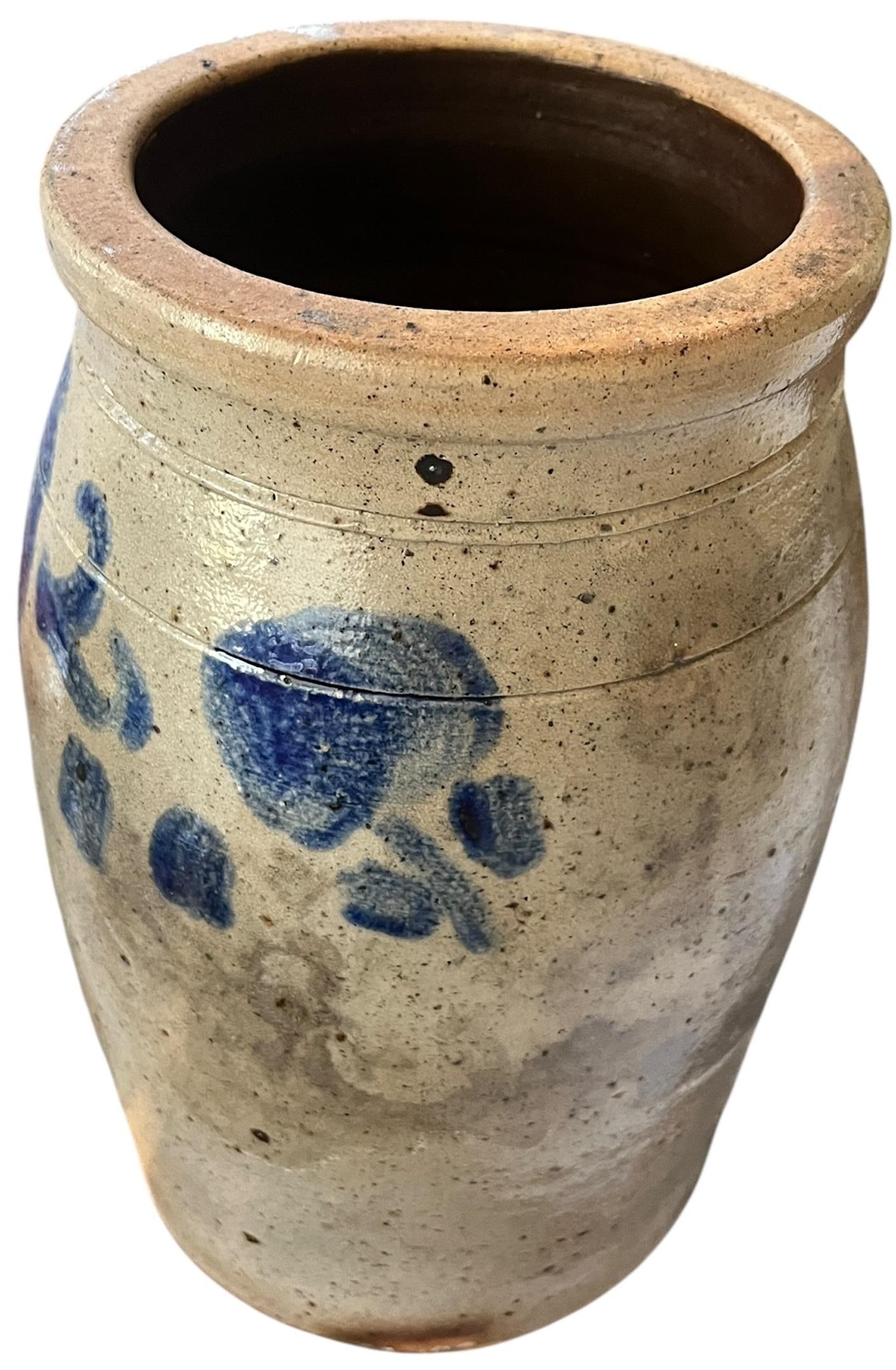 Antique 2 Gallon Salt-Glazed Stoneware Crock With Cobalt Decoration, Attributed to David Parr, c.186 - 2