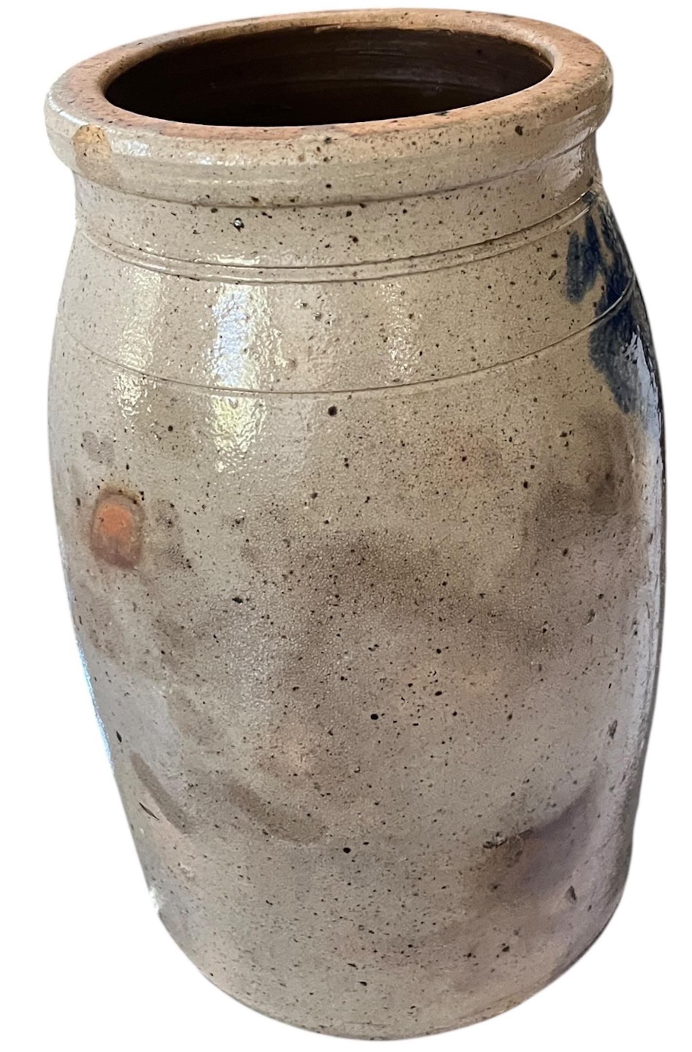 Antique 2 Gallon Salt-Glazed Stoneware Crock With Cobalt Decoration, Attributed to David Parr, c.186 - 6