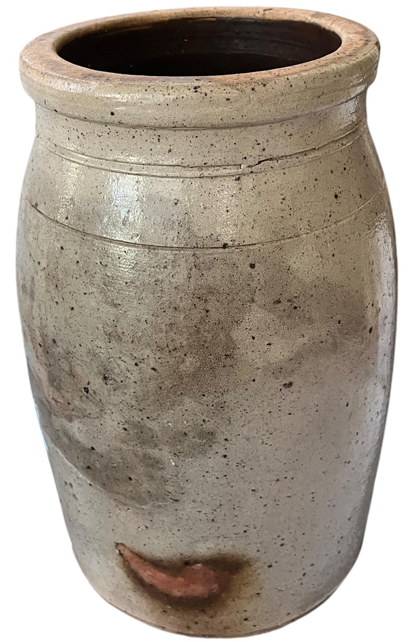 Antique 2 Gallon Salt-Glazed Stoneware Crock With Cobalt Decoration, Attributed to David Parr, c.186 - 7