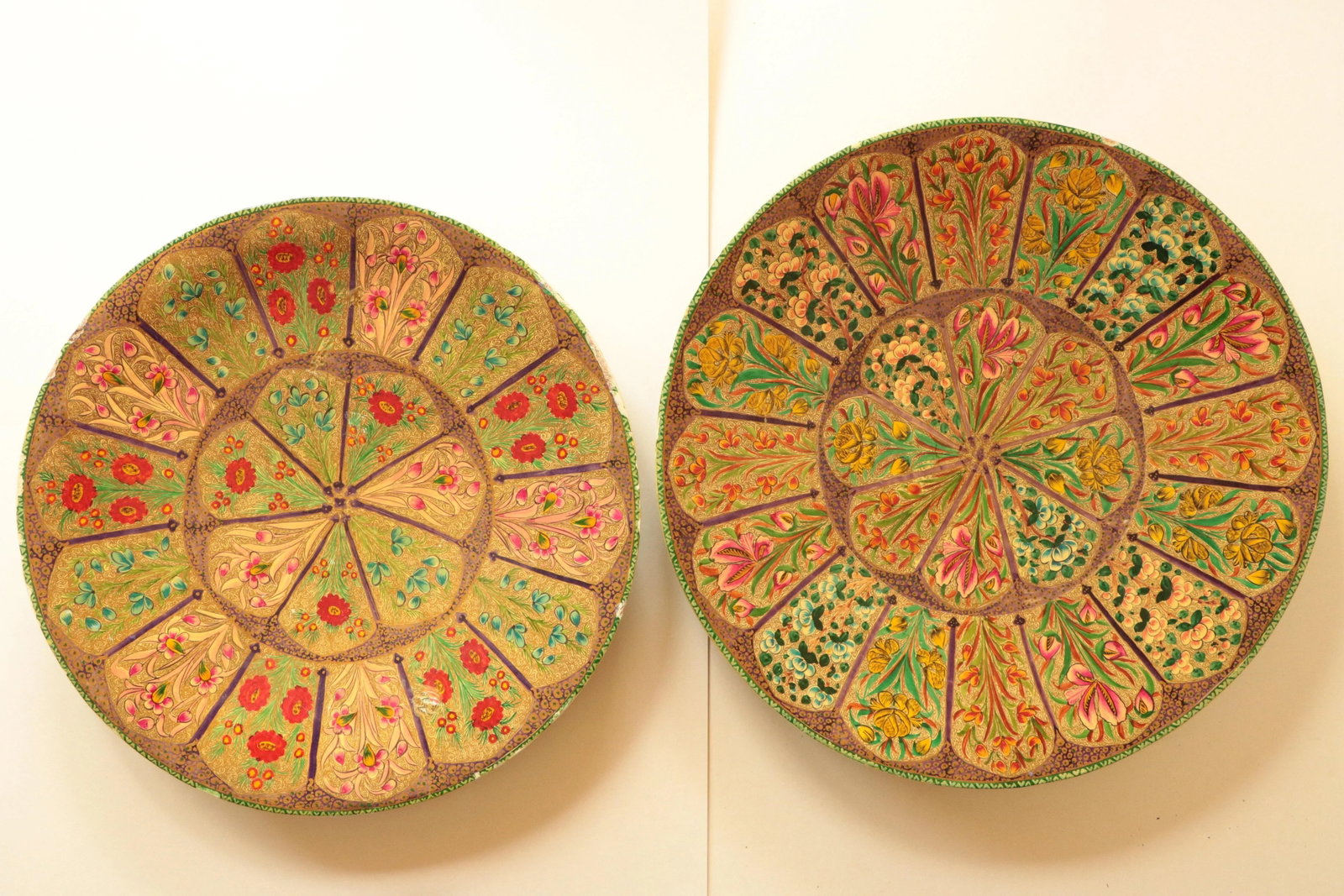 Kashmiri Papier Mache Hand-Painted Trays- a Pair - 10