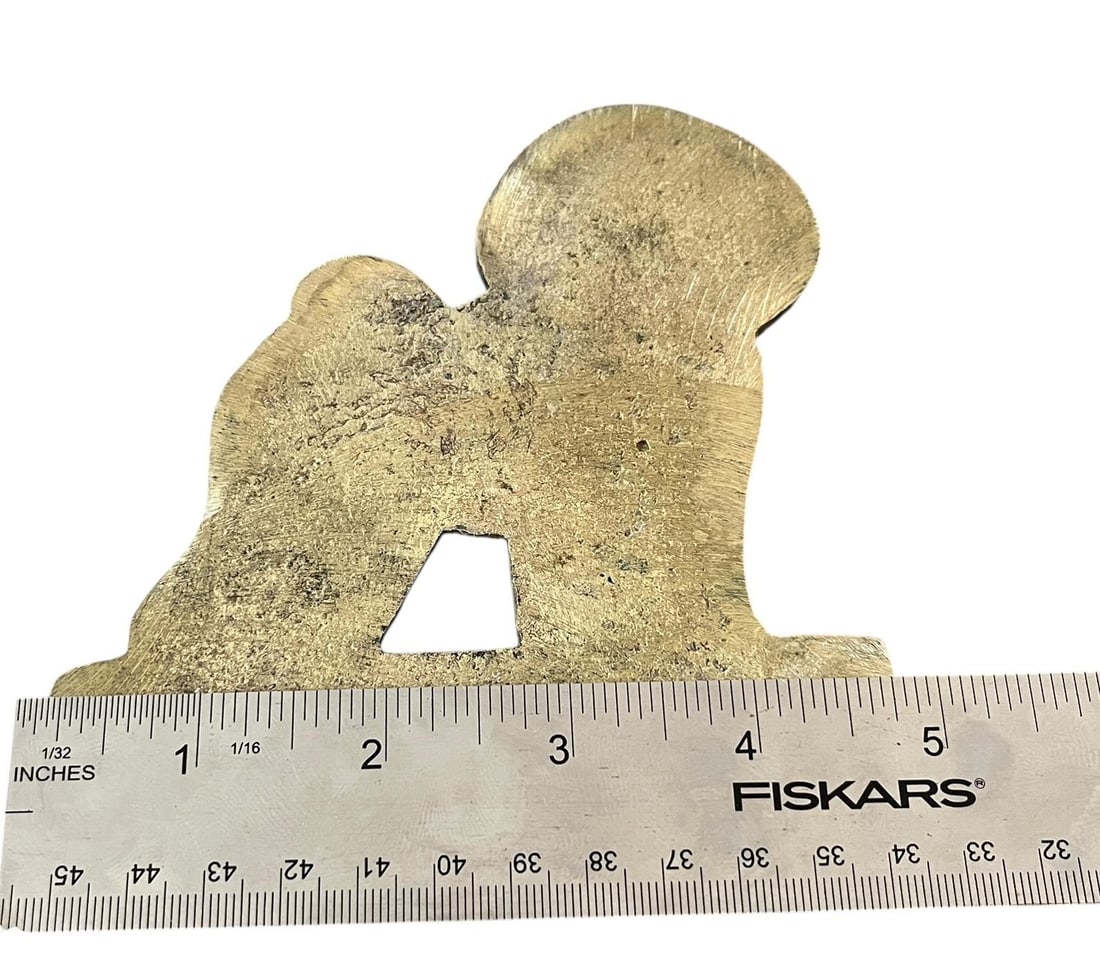 Vintage Solid Brass "Welcome" Dog Door Plaque - Shih Tzu / Bichon Frise Style Small White Dog - 4