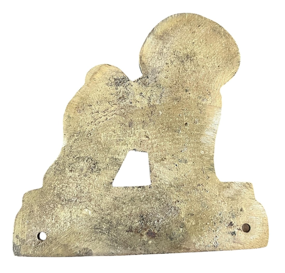 Vintage Solid Brass "Welcome" Dog Door Plaque - Shih Tzu / Bichon Frise Style Small White Dog - 6