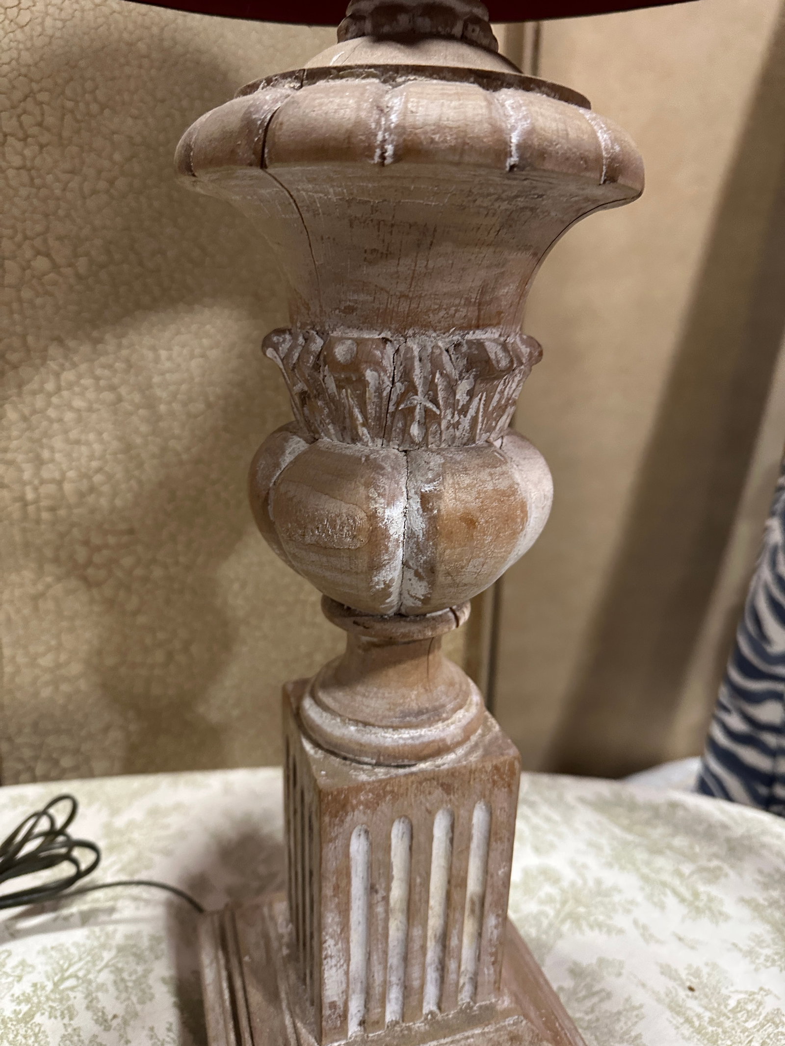 1970s Wooden Hand Carved Rustic Style Lamp With Shade - 8