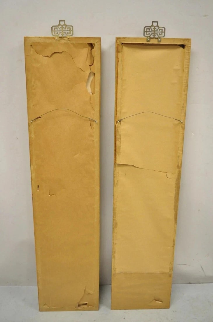 Vintage Asian Oriental Framed Art Prints With Narrow Gold Frames - A Pair - 12