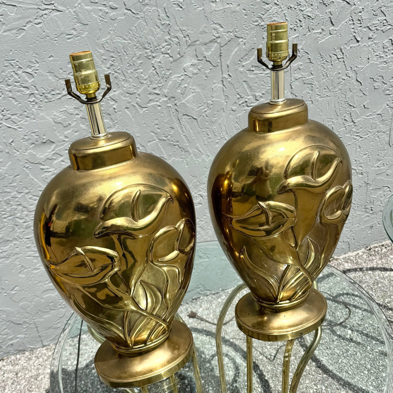 Art Deco Dolbi Cashier Style Brass Tulip Table Lamps - A Pair - 3