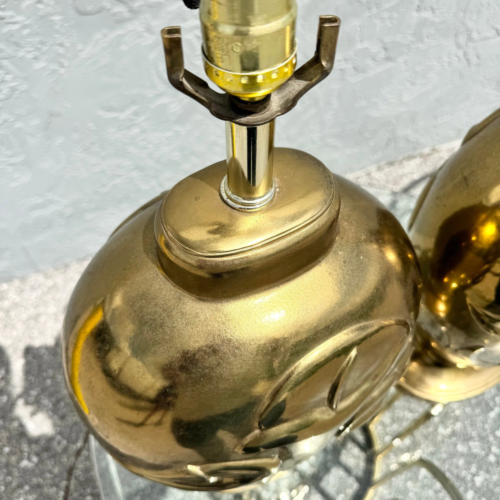 Art Deco Dolbi Cashier Style Brass Tulip Table Lamps - A Pair - 4
