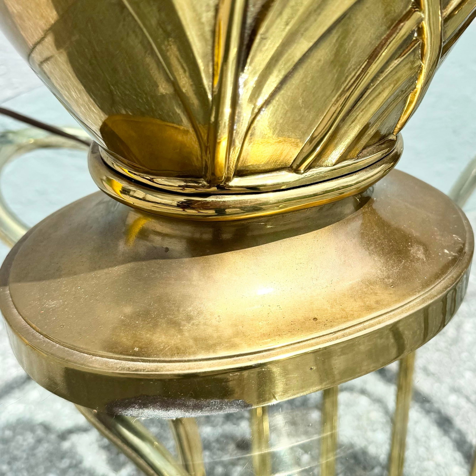 Art Deco Dolbi Cashier Style Brass Tulip Table Lamps - A Pair - 7