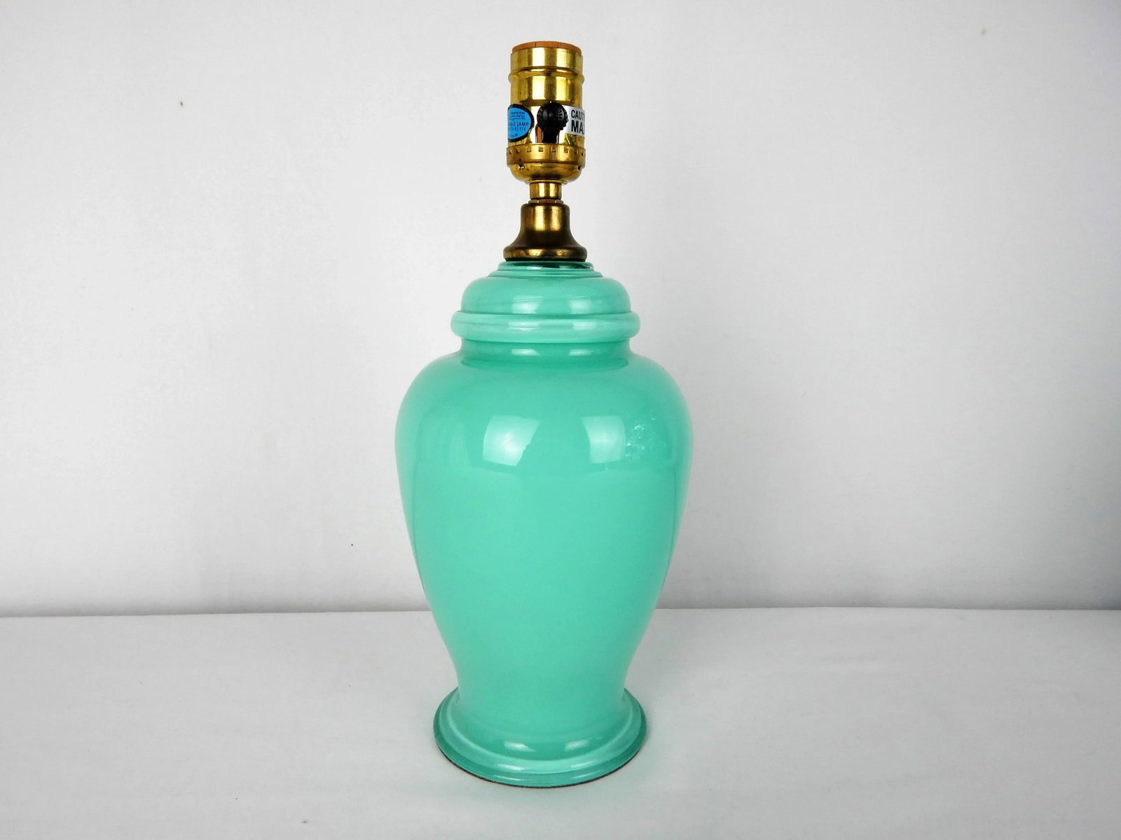 Aqua Blue Glass Boudoir Lamps, Pair - 5
