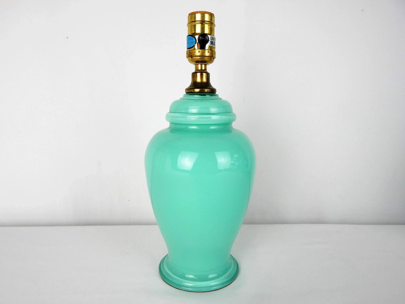 Aqua Blue Glass Boudoir Lamps, Pair - 6
