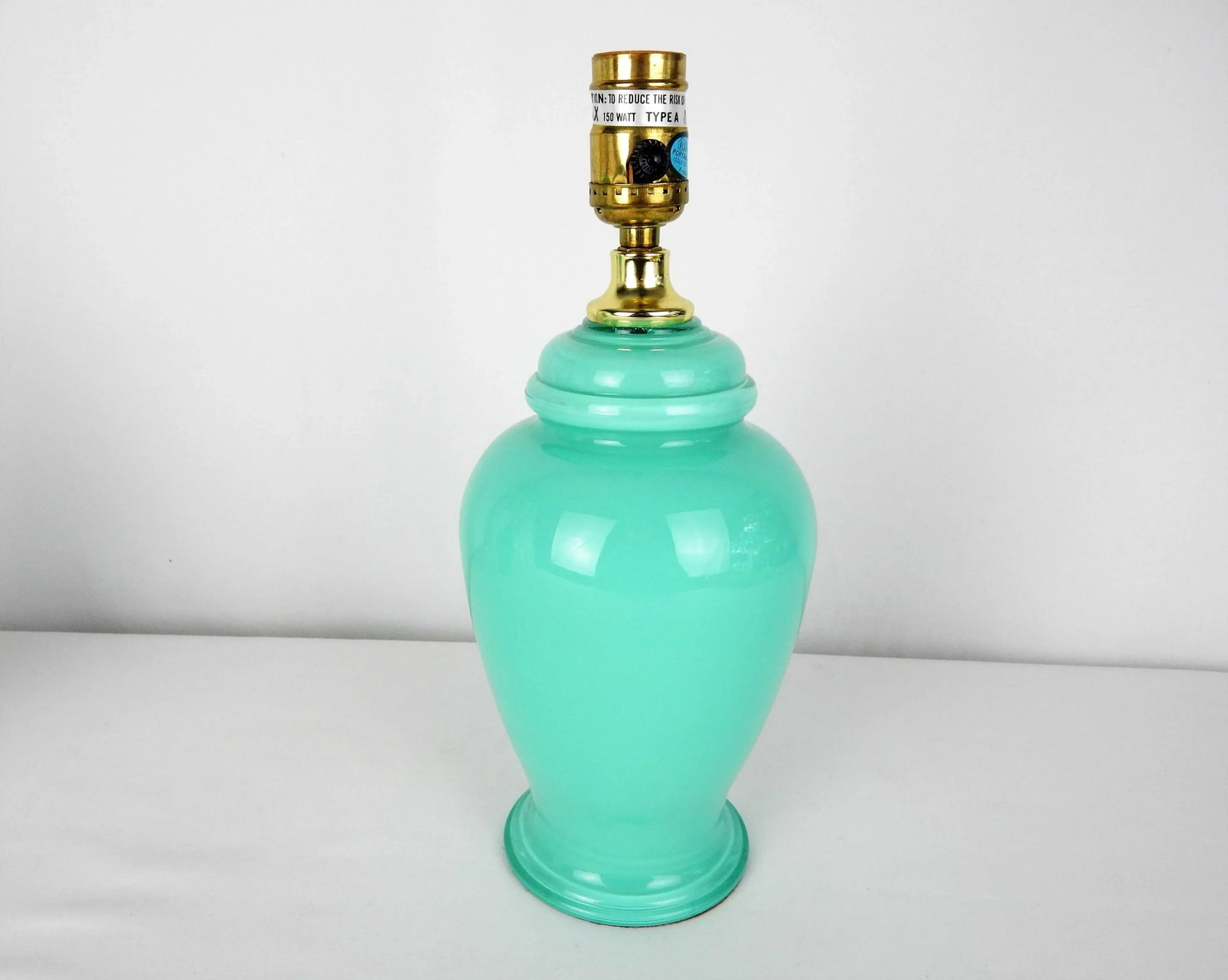 Aqua Blue Glass Boudoir Lamps, Pair - 7
