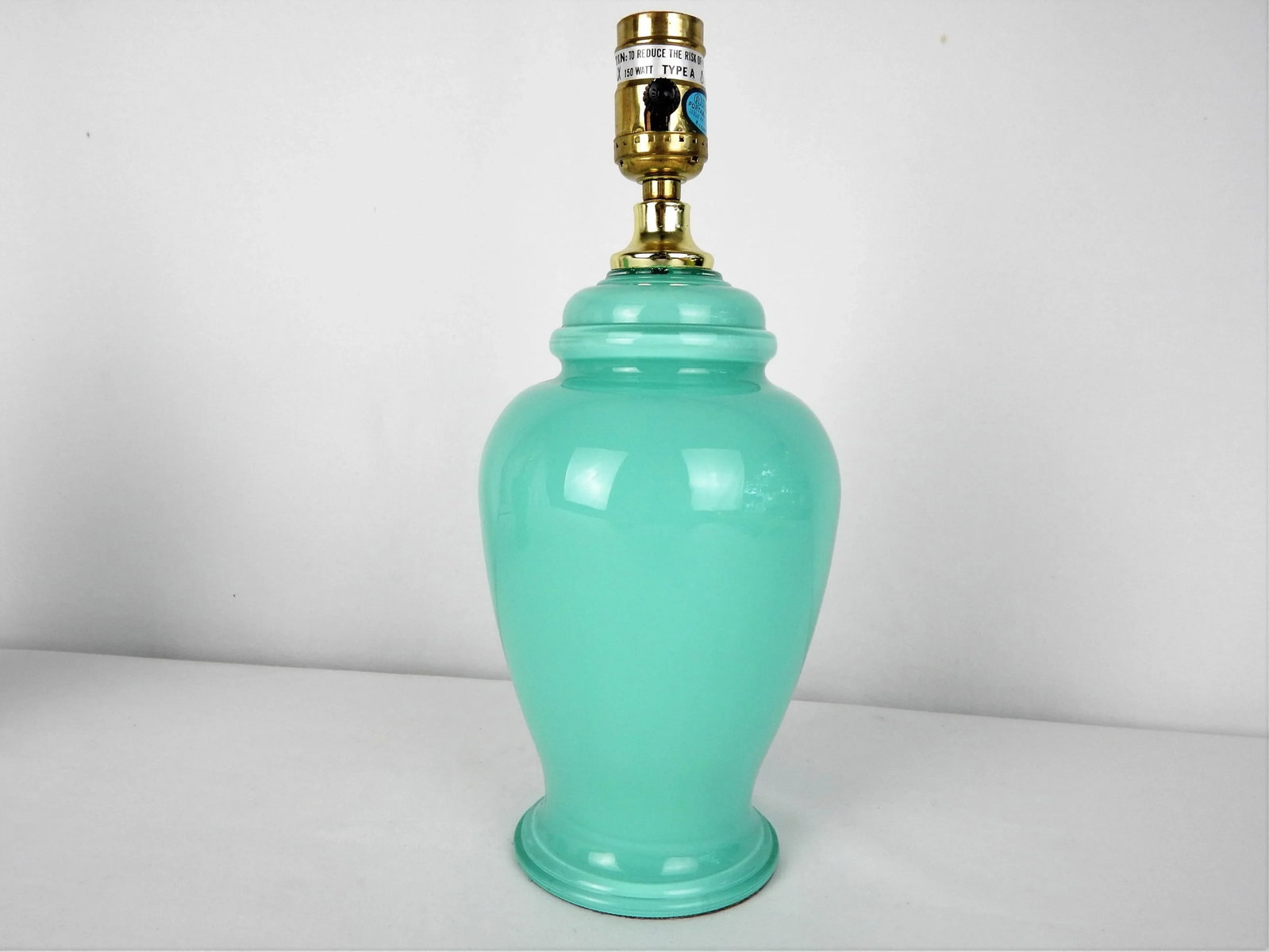 Aqua Blue Glass Boudoir Lamps, Pair - 9